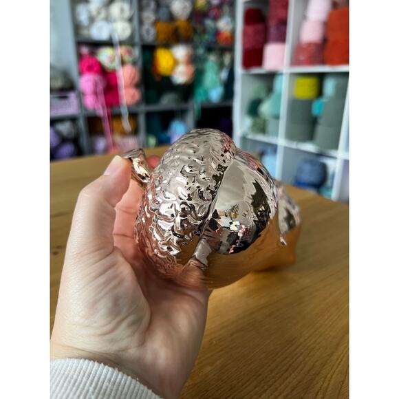 Rose Gold Ceramic Acorn Fall Decor Set of 3 - Picture 5 of 5